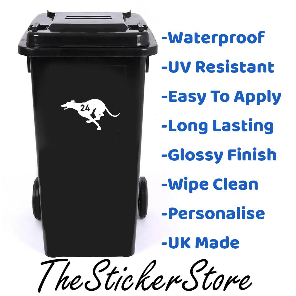 3 Pack Greyhound Waterproof Wheelie Bin Number Stickers