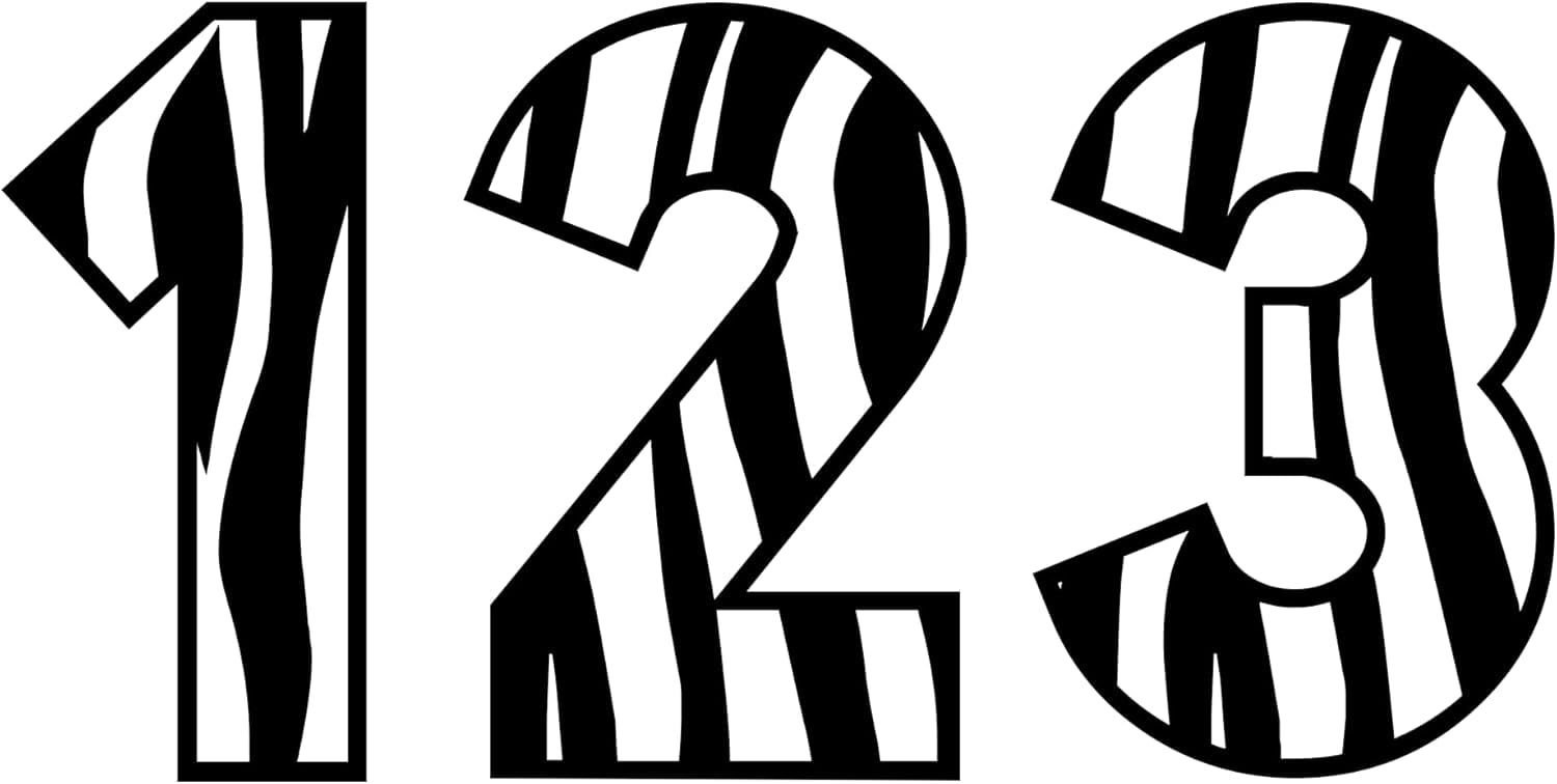 Zebra Stripes Font Number Stickers