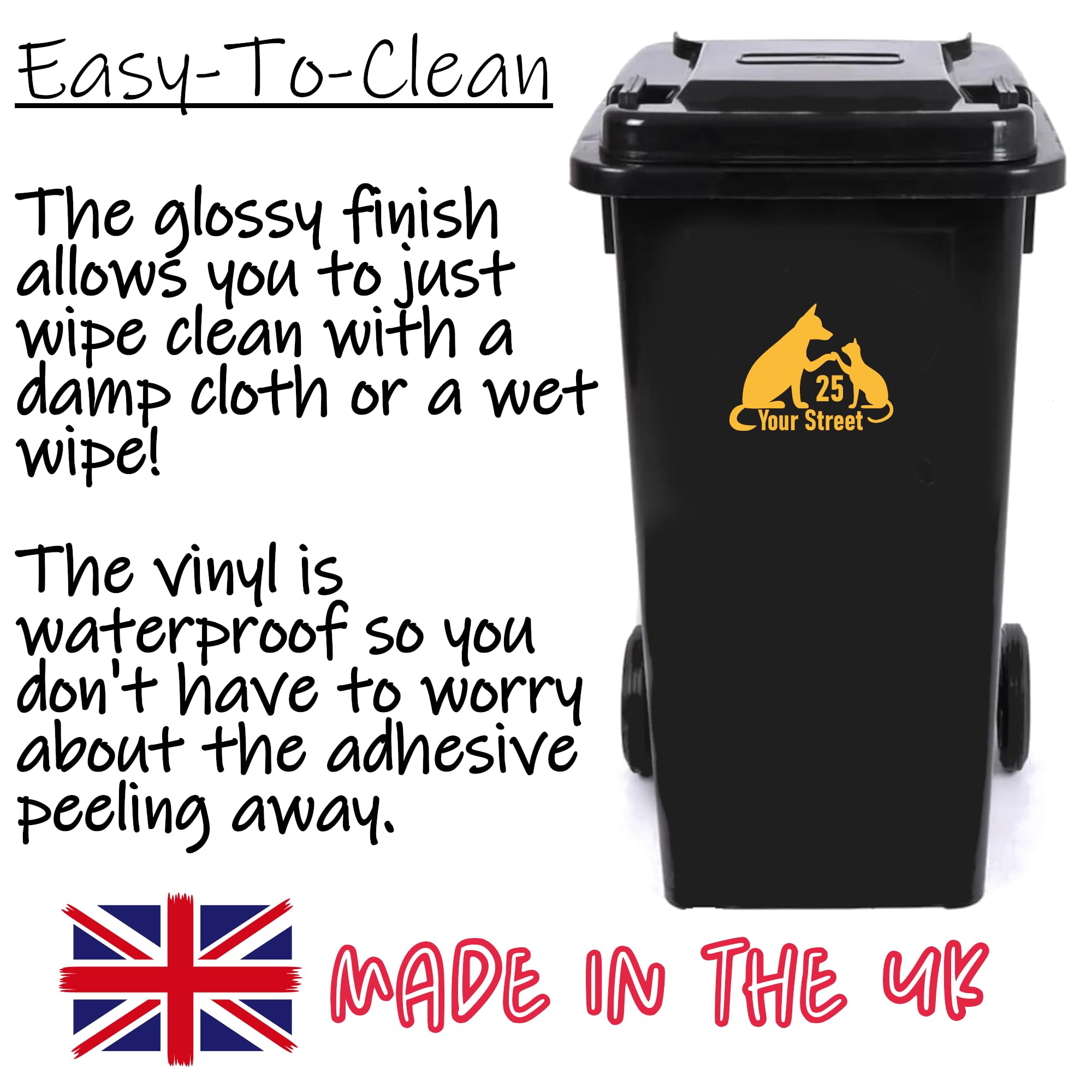 Pack of 3 Dog and Cat Print Wheelie Bin Stickers