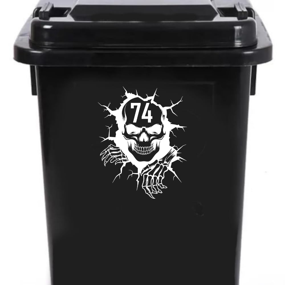 Pack of 3 3D Effect Skull House Number Wheelie Bin Sticker