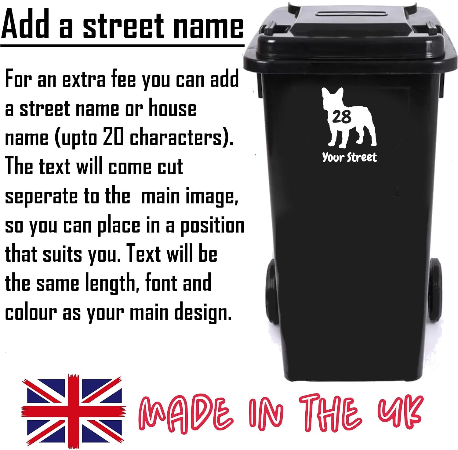 Multi Pack Pet Dog French Bulldog Wheelie Bin Stickers