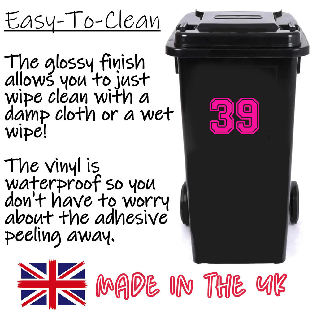 Sports Jersey Wheelie Bin Number Stickers