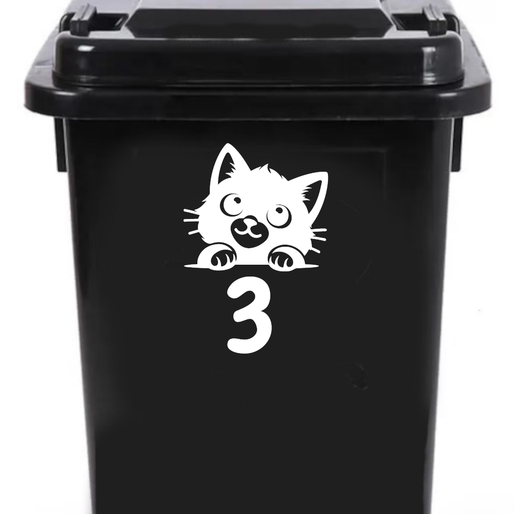 3 Pack Cute Cat Peering Number Sticker