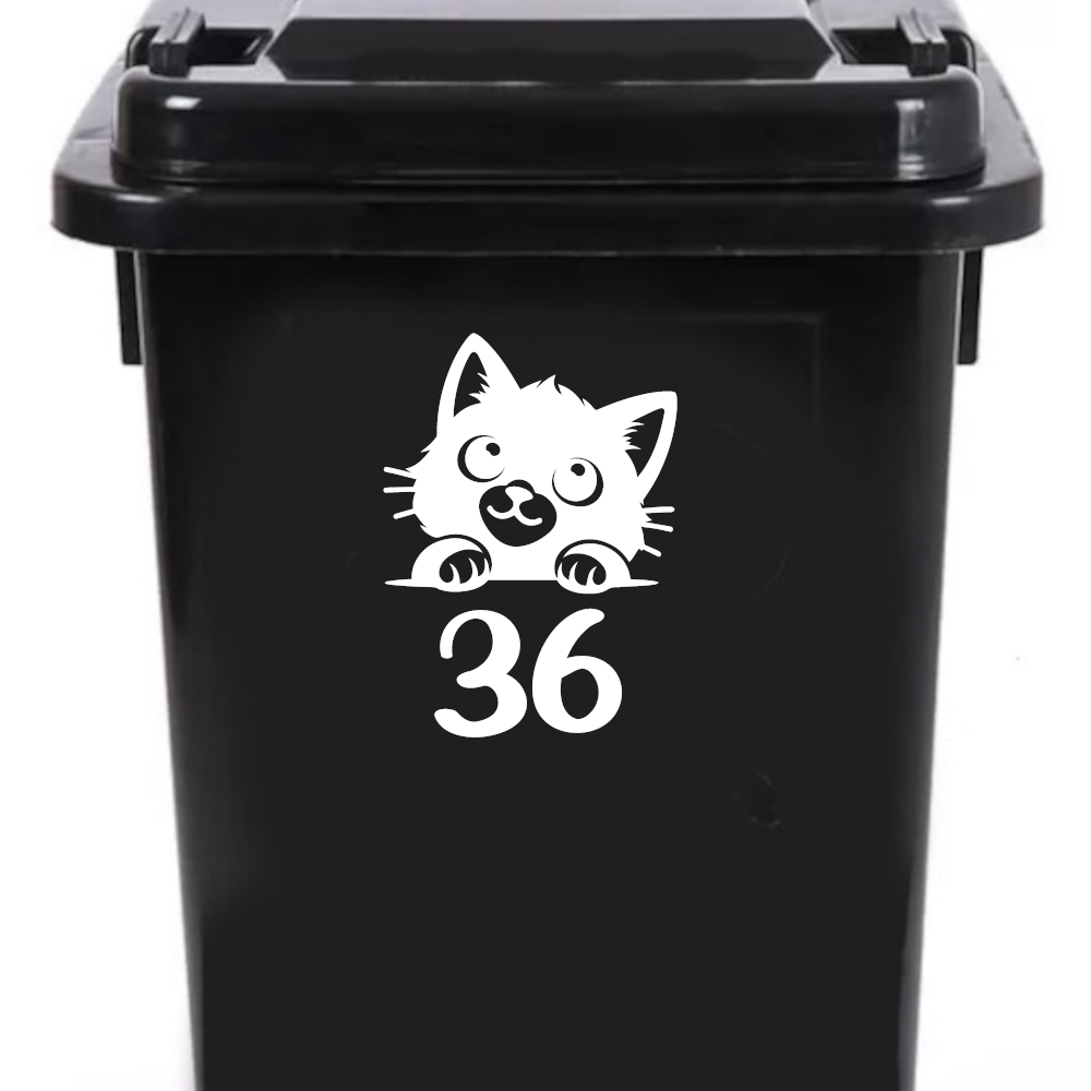 3 Pack Cute Cat Peering Number Sticker