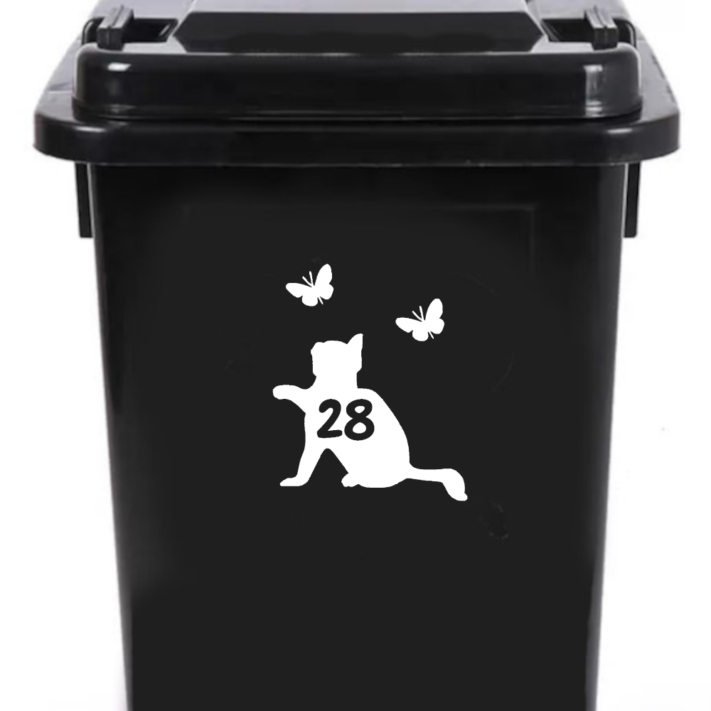 3 Pack Cat & Butterflies Number Sticker