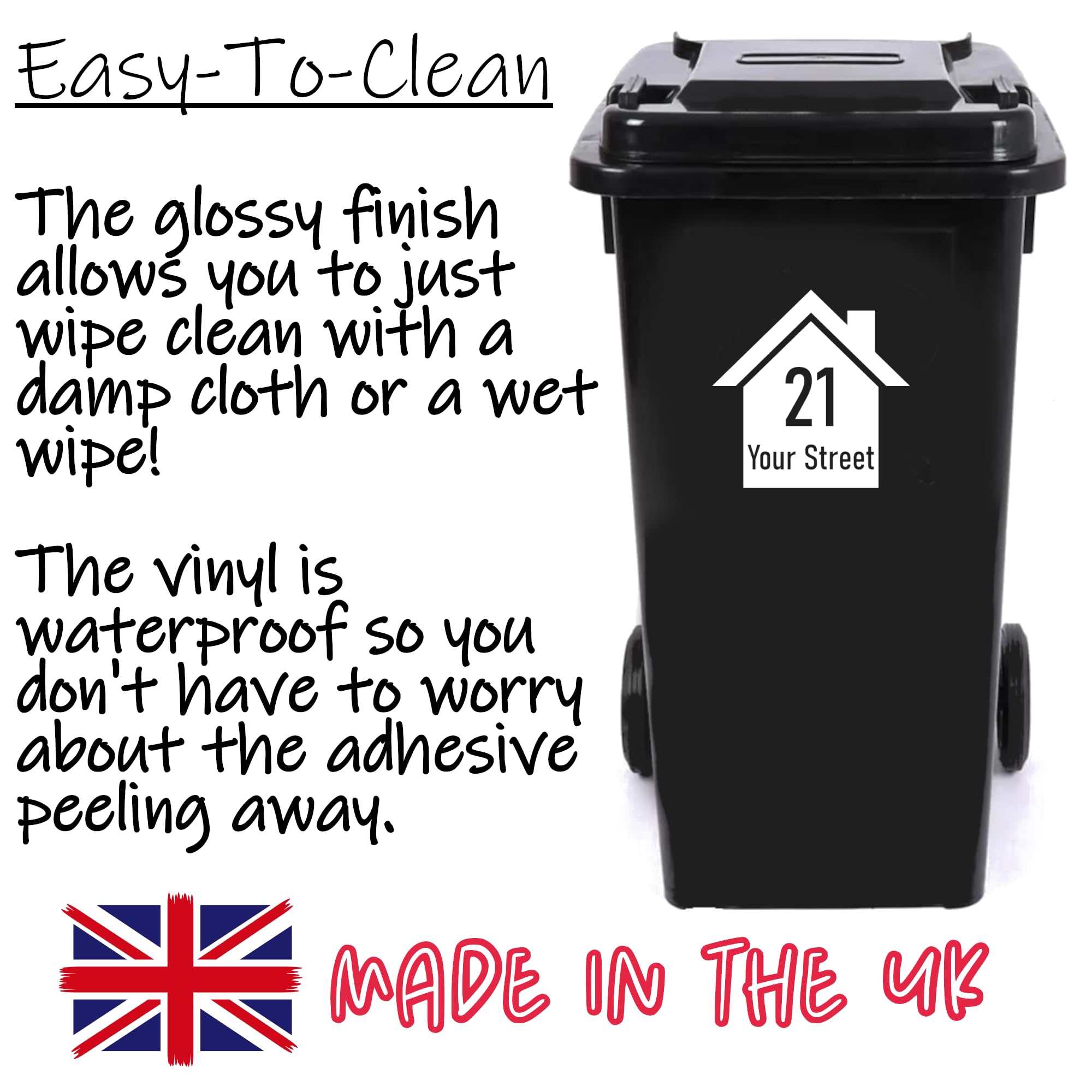 Pack of 3 House Silhouette Waterproof Wheelie Bin Stickers