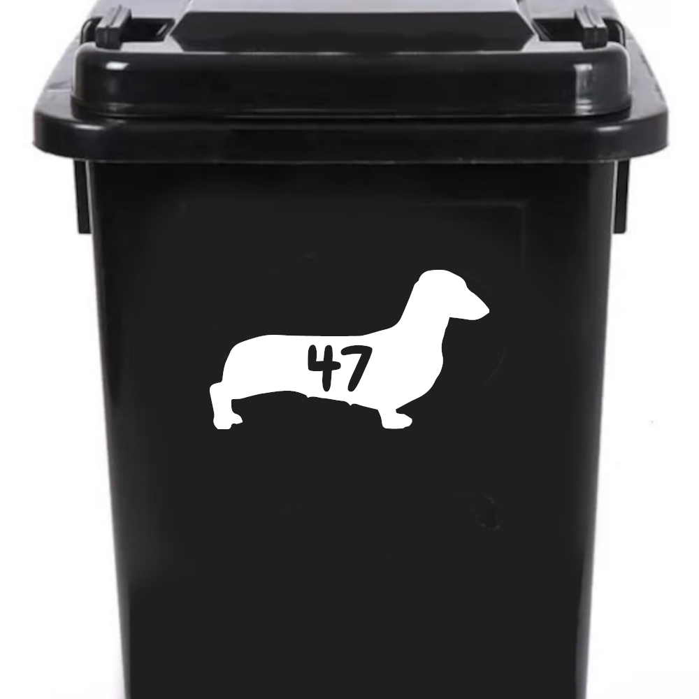 3 Pack Dachshund Dog Silhouette Wheelie Bin Stickers