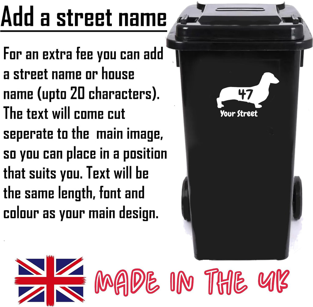 3 Pack Dachshund Dog Silhouette Wheelie Bin Stickers
