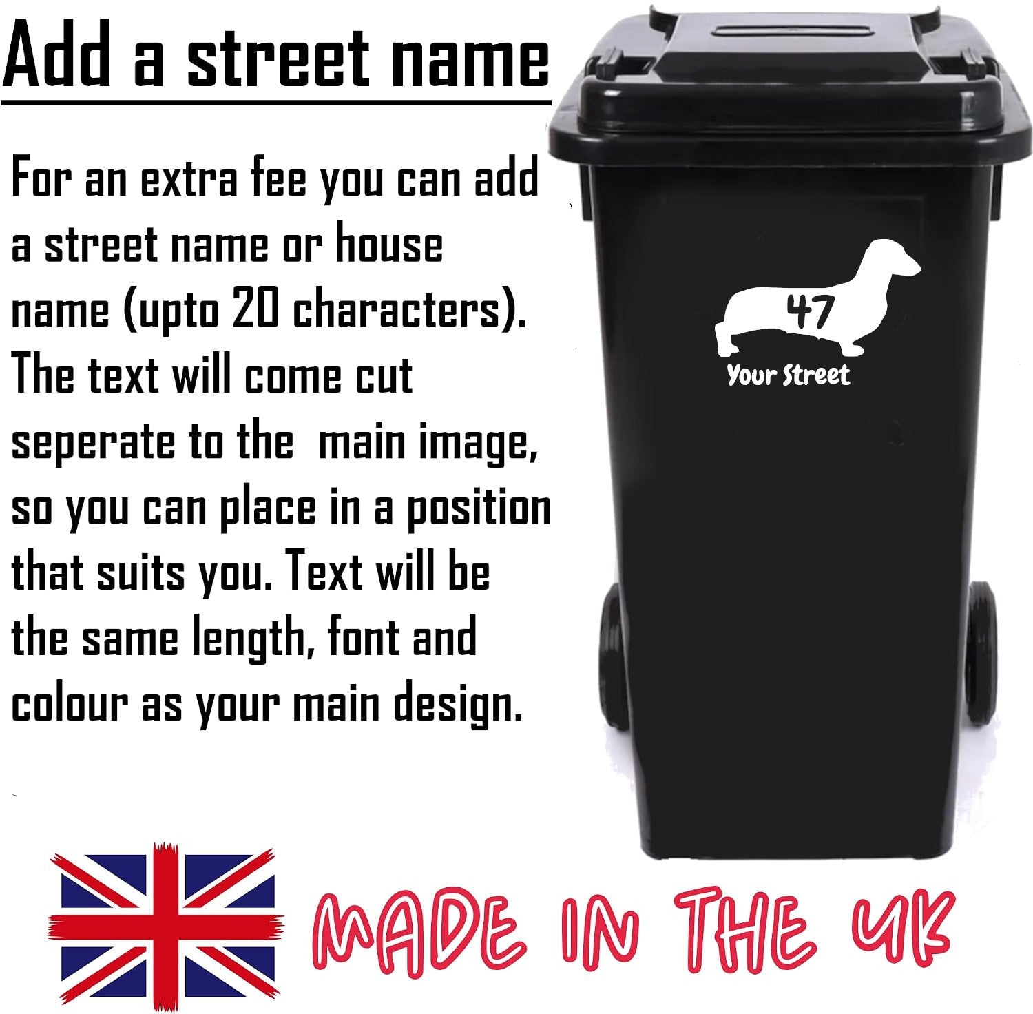 3 Pack Dachshund Dog Silhouette Wheelie Bin Stickers