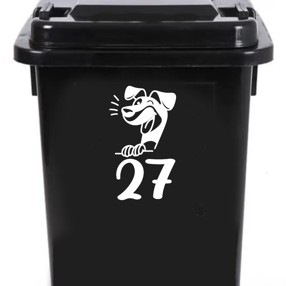 3 Pack Dog Laughing Wheelie Bin Number Stickers