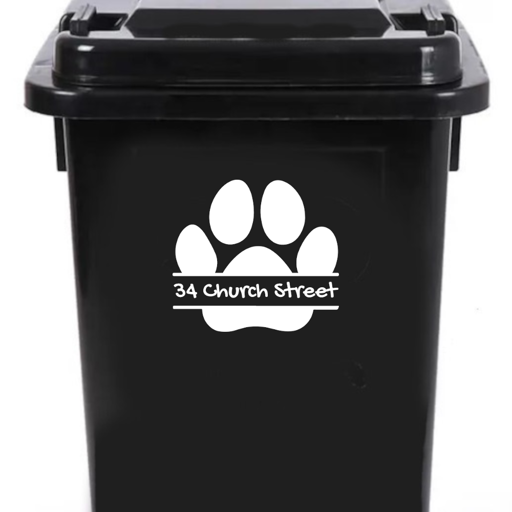 Multi Pack Dog/Cat Paw Print Wheelie Bin Number Stickers