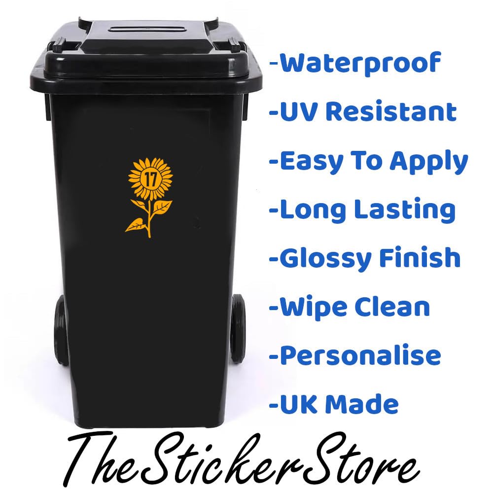 Pack of 4 Cute Sunflower Wheelie Bin Stickers