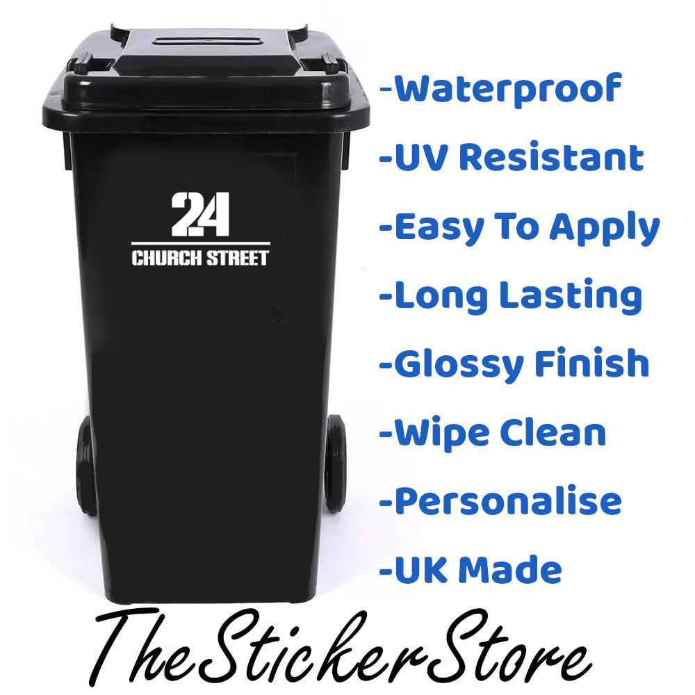 Pack of 3 Stencil Font Print Wheelie Bin Stickers