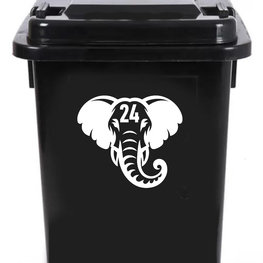 Elephant Number Wheelie Bin Sticker