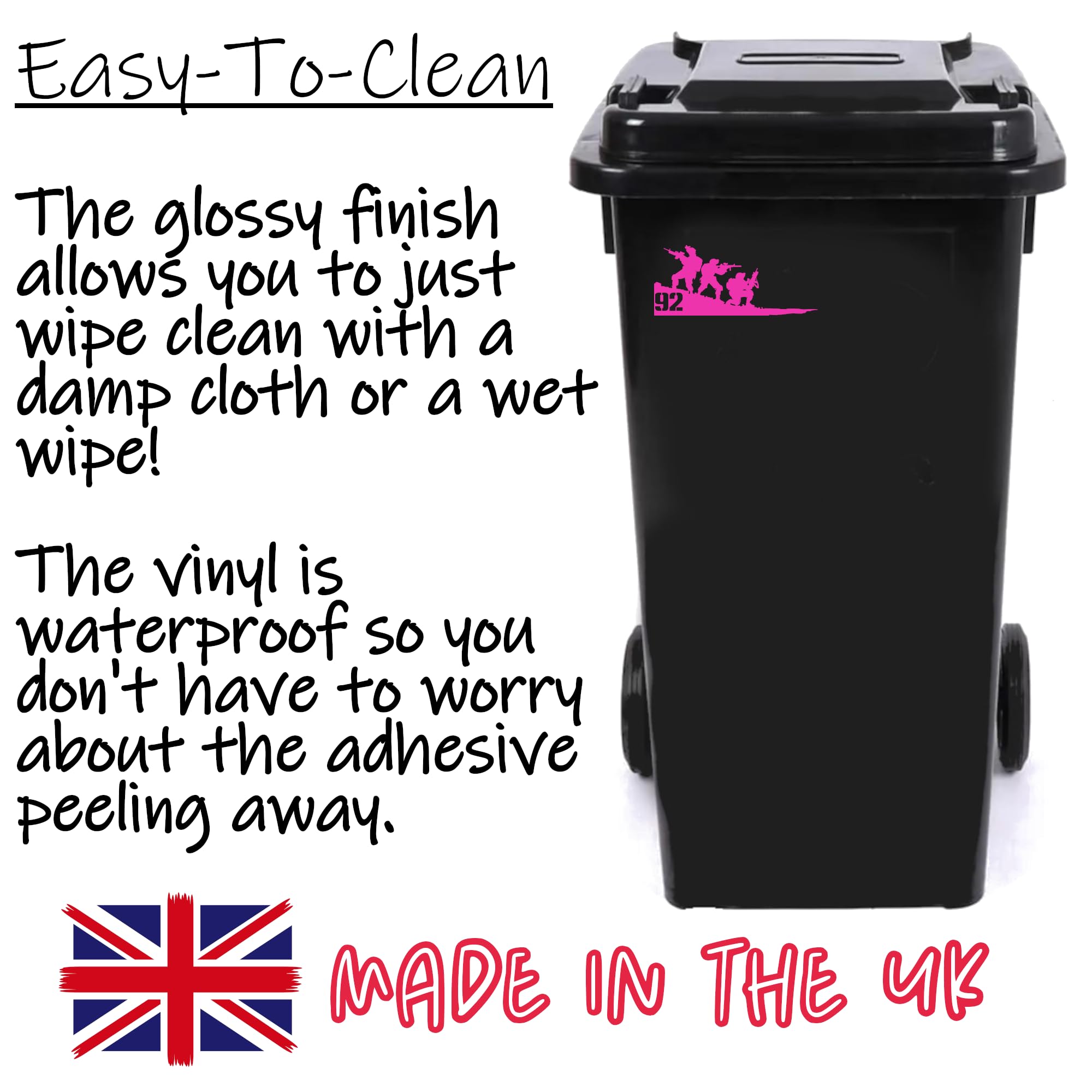 Pack of 3 Soldiers Wheelie Bin Number Sticker