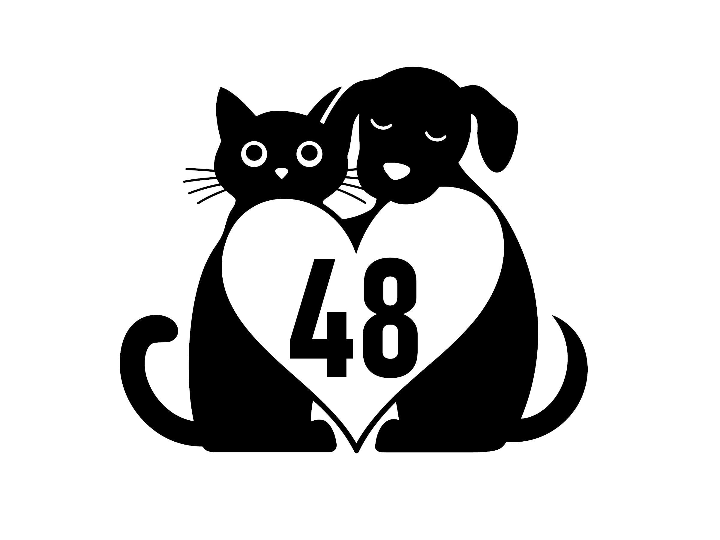 Multi Pack Cat and Dog Love Heart House Number Stickers