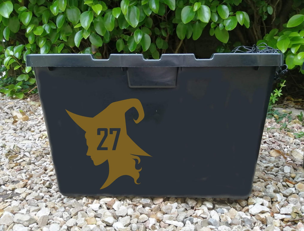 Multi Pack Witch Face Silhouette Wheelie Bin Number Sticker