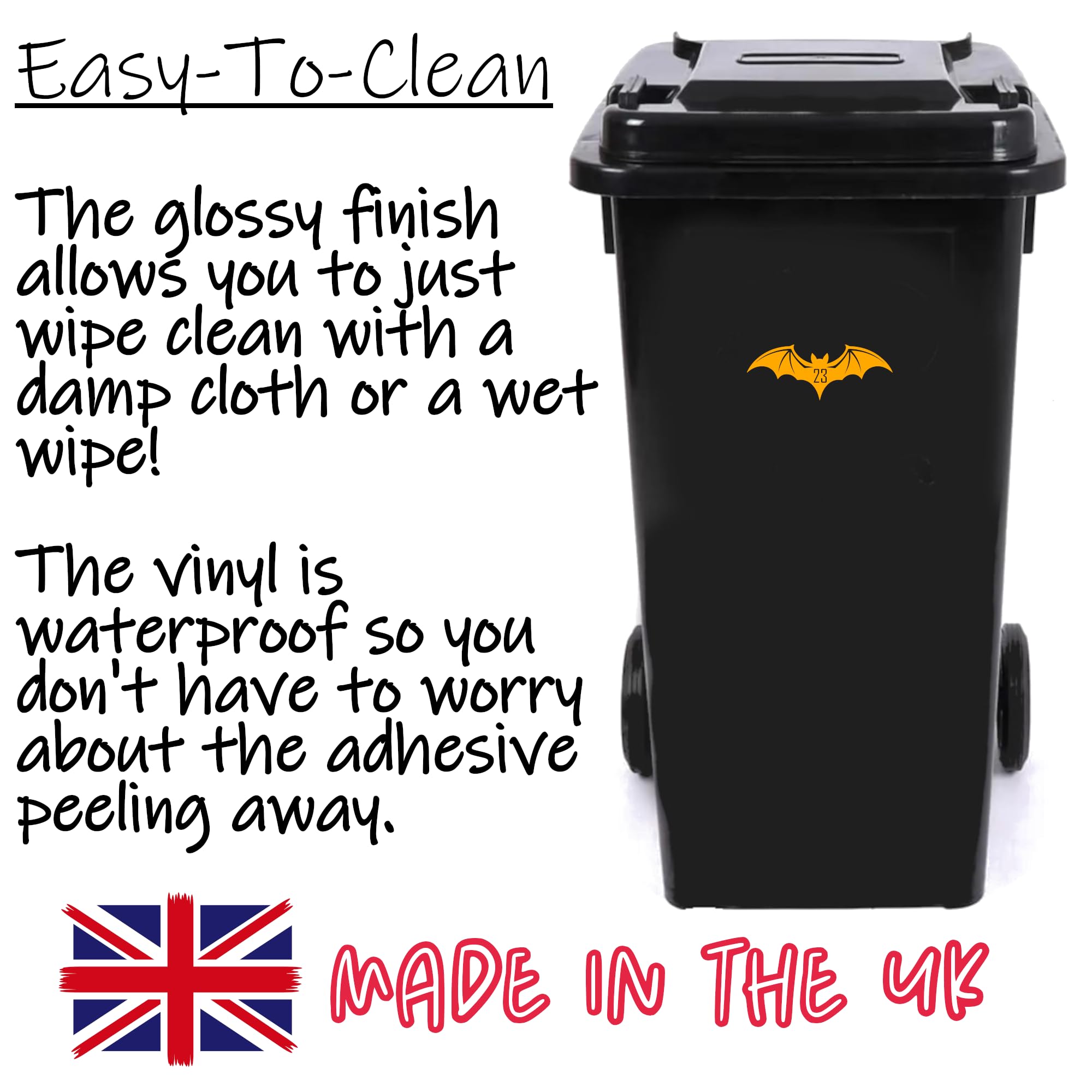 Multi Pack Bat Silhouette Wheelie Bin Number Sticker