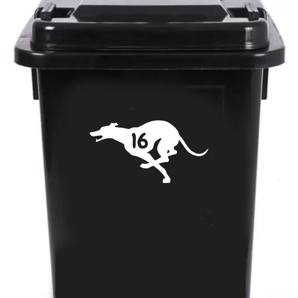3 Pack Greyhound Waterproof Wheelie Bin Number Stickers