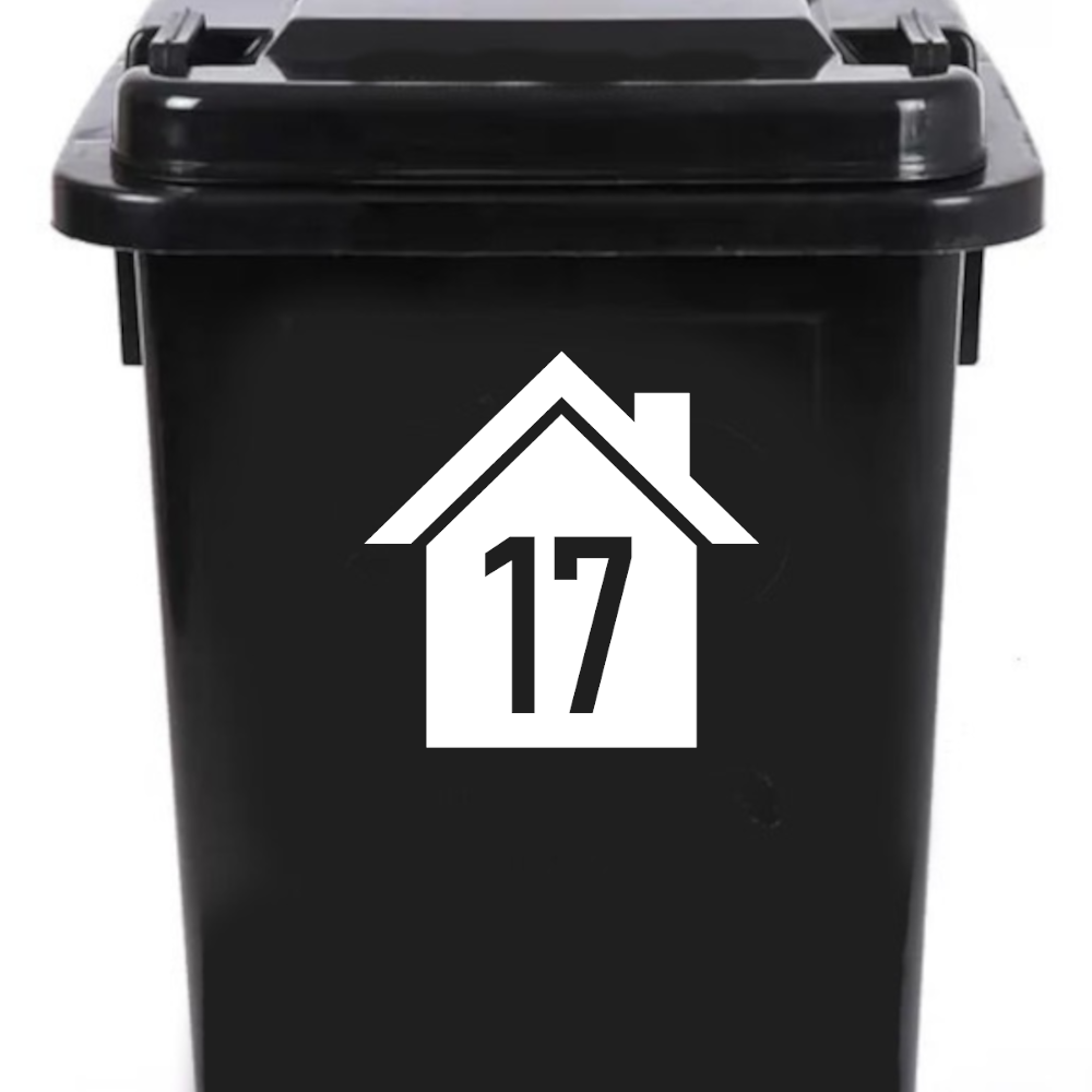 House Silhouette Waterproof Wheelie Bin Stickers