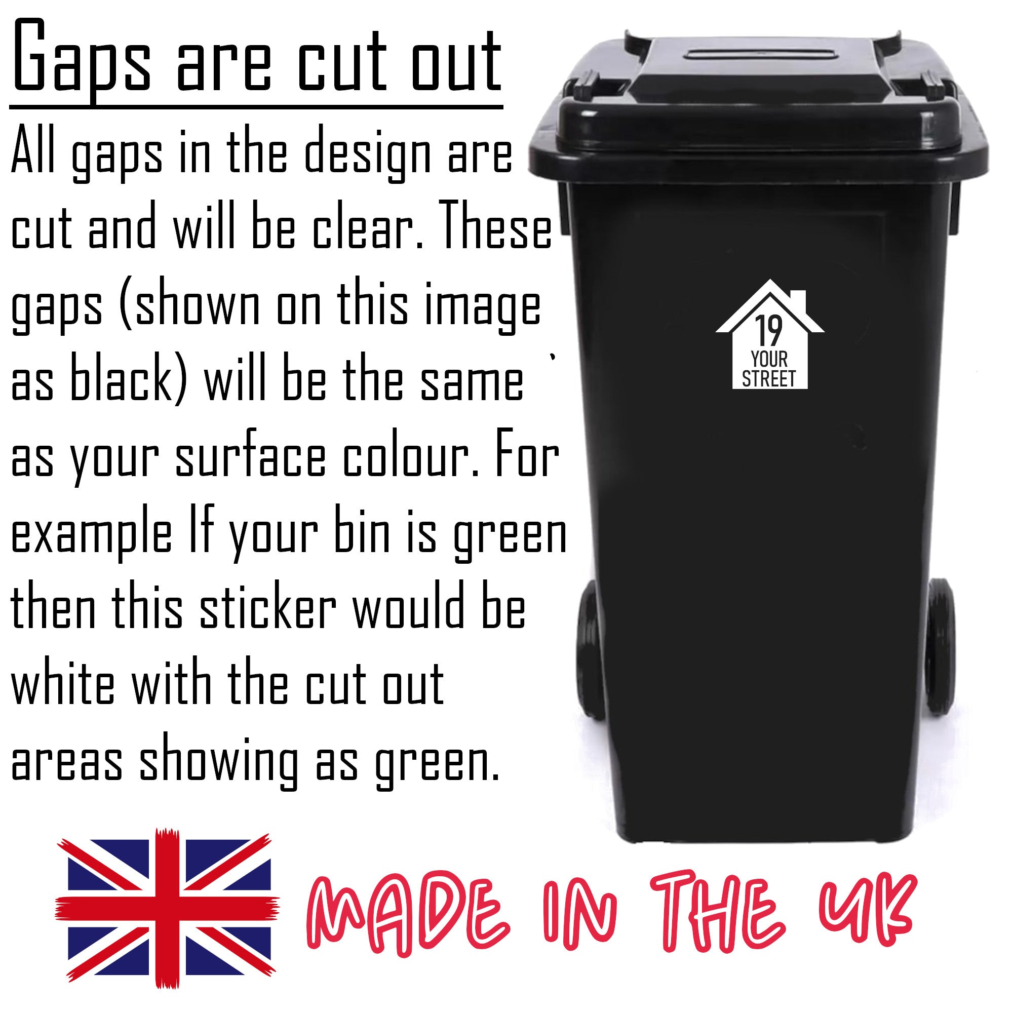 House Silhouette Waterproof Wheelie Bin Stickers