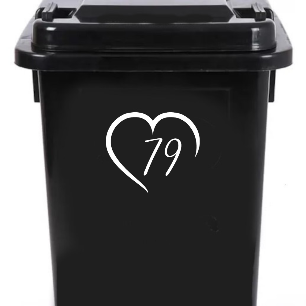 4 Pack Love Heart Silhouette Wheelie Bin Stickers