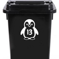 Penguin Wheelie Bin Number Stickers