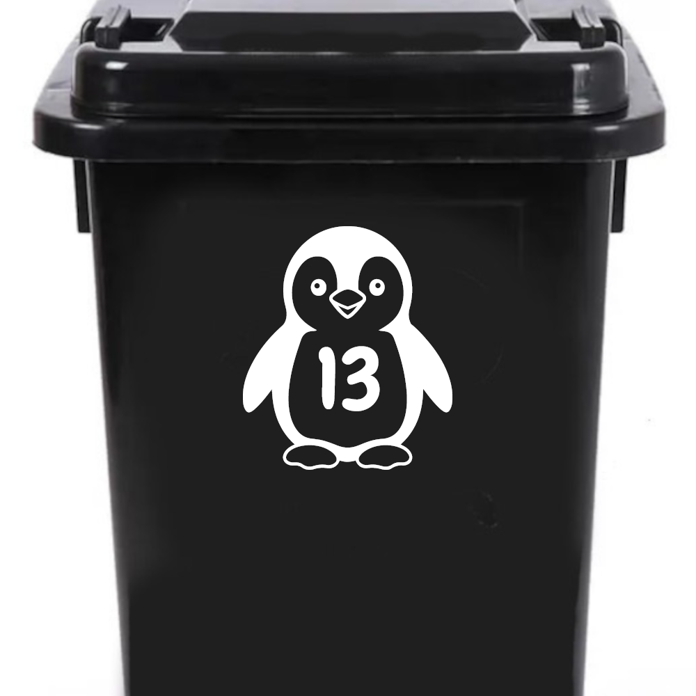Penguin Wheelie Bin Number Stickers
