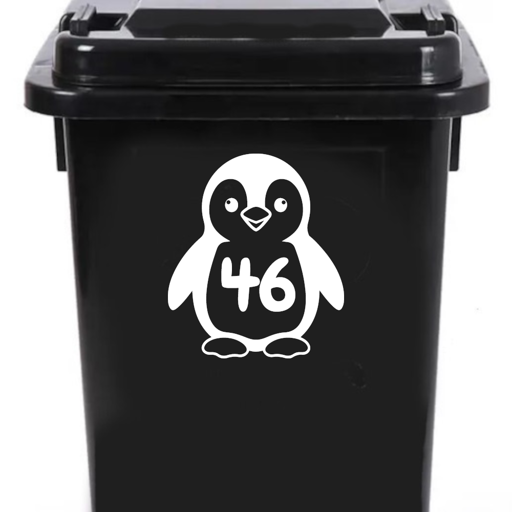 Penguin Wheelie Bin Number Stickers