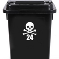 Pack of 3 Skull & Cross Bones Wheelie Bin Number Sticker