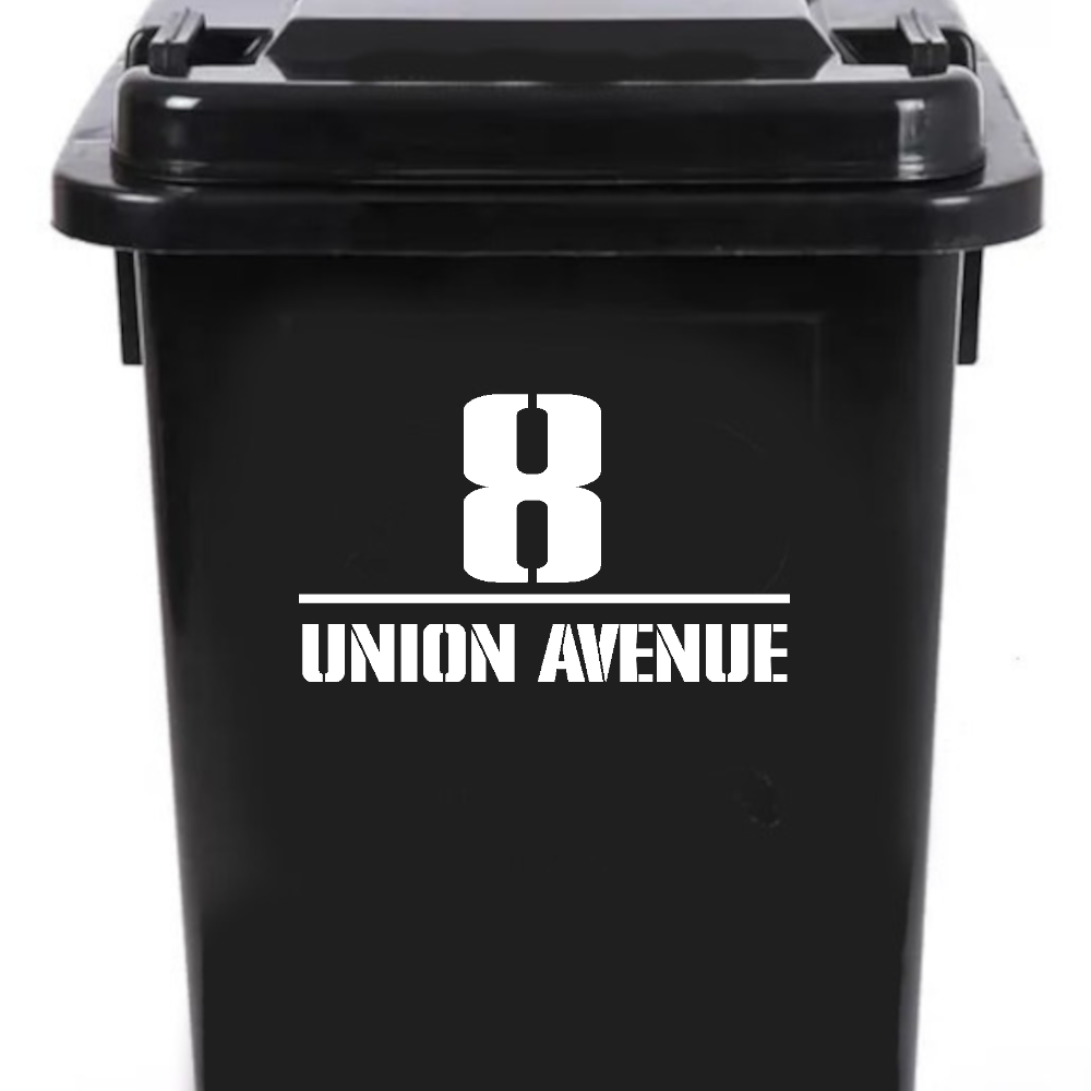 Pack of 3 Stencil Font Print Wheelie Bin Stickers